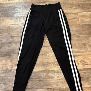Athleta Venice Side Stripe Jogger Pants Black White Small High Rise Athletic